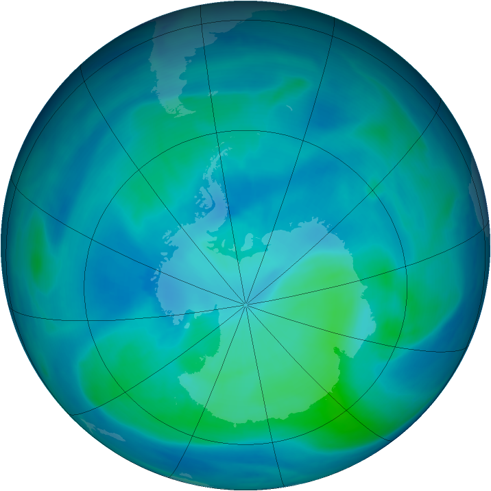 Antarctic ozone map for 26 February 2007